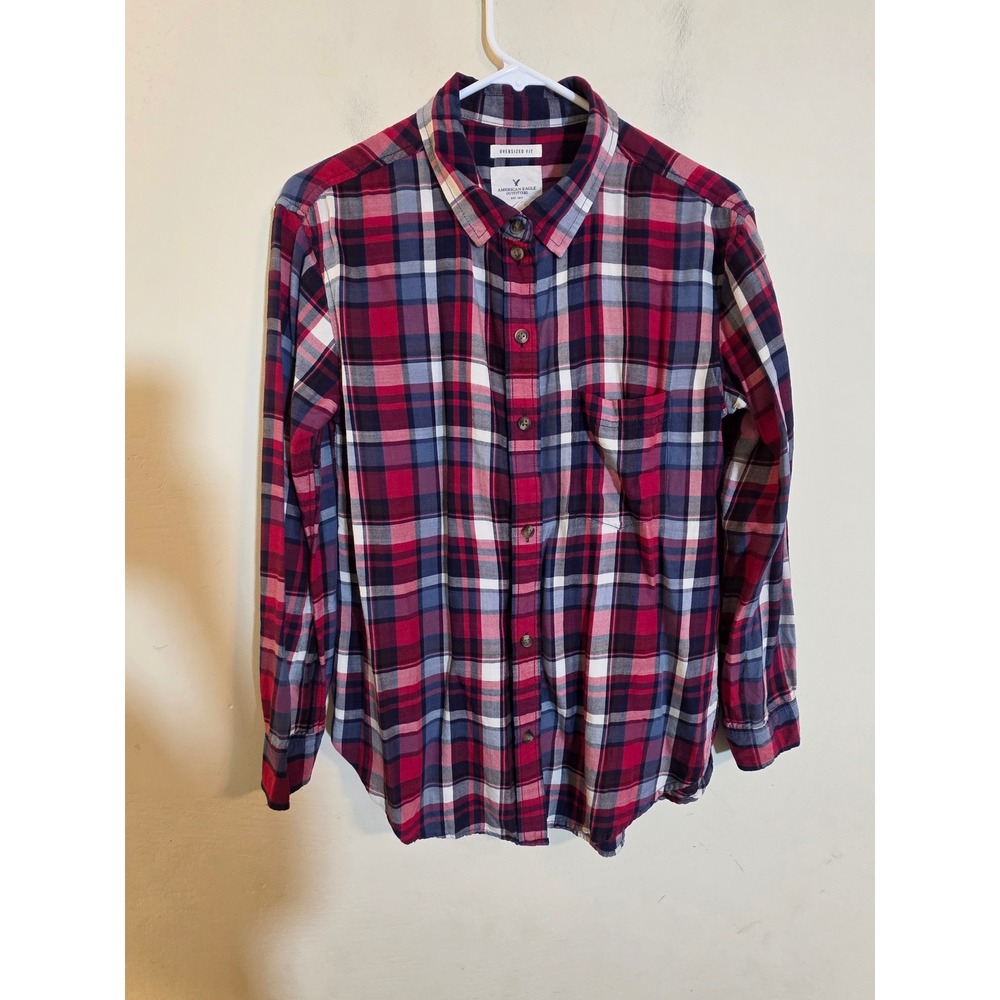 Levis Relaxed Fit Flannel Shirt Womens 1X Black Pink Plaid Button Down Cotton